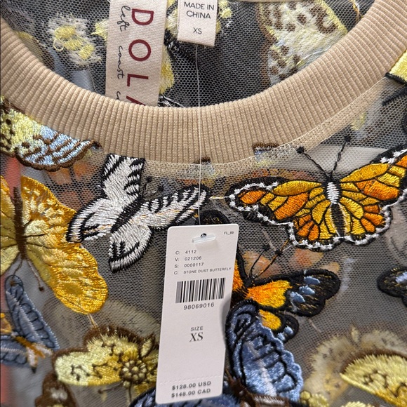 NWT Anthropologie Dolan Left Coast Butterfly Appliqué Sheer Tee - Picture 6 of 6